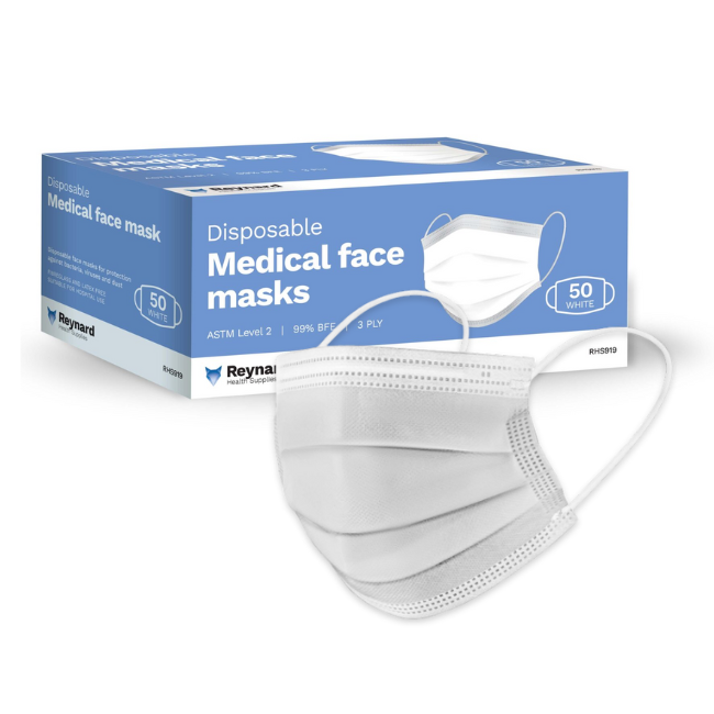 3 Ply Face Mask with Earloop, 50 Pack